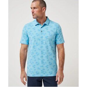 TravisMathew Port Day Polo Mens XXL Blue Floral Golf Soft Stretch Shirt